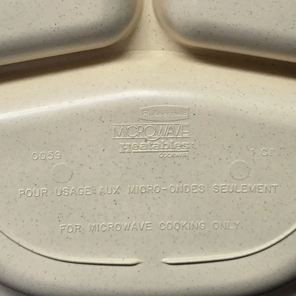 Vintage Rubbermaid Microwave Heatables Cookware Divided Plate Microwavable Dish